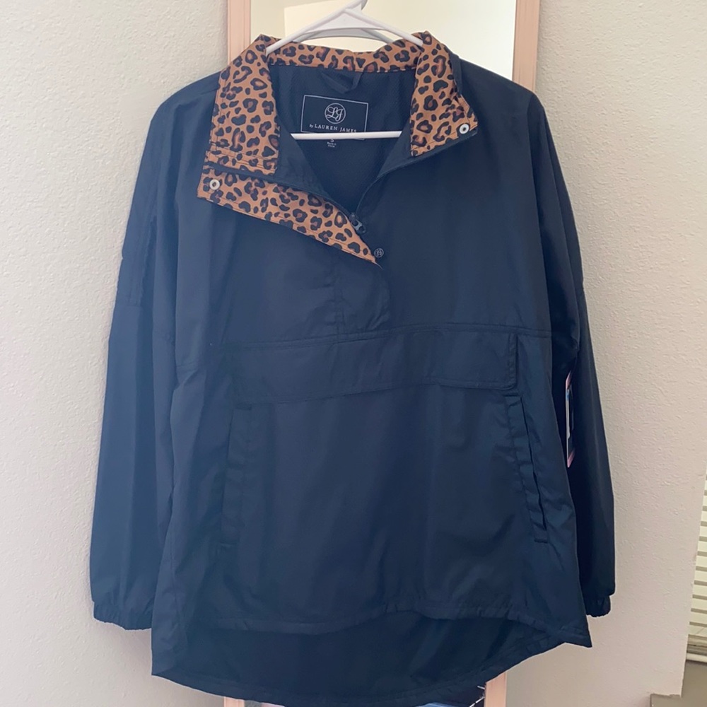 Black cheetah print jacket windbreaker